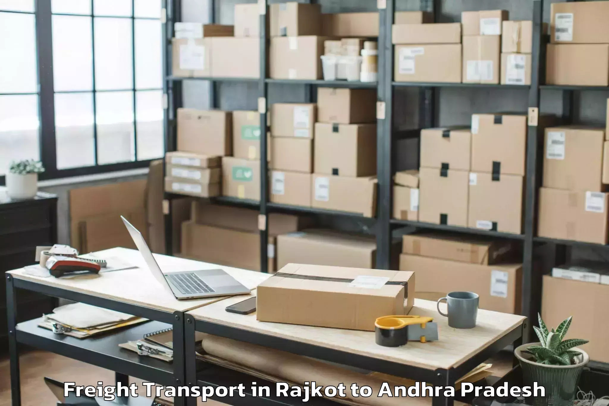 Top Rajkot to Ponnur Freight Transport Available